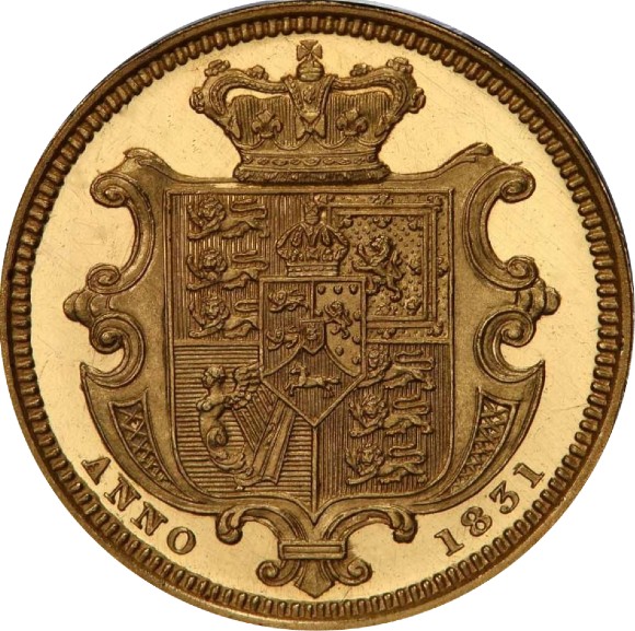 トップ２グレード(同列) ウィリアム４世 ハーフソブリン金貨 イギリス ウィリアム・ワイオン(ウナ＆ライオン) 1831年 プルーフ ディープカメオ PR64+DCAM PCGS